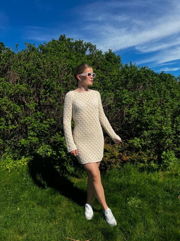 vmEvelyn LS Short Crochet Dress