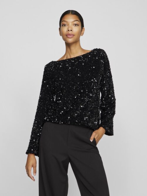 viFaith Boat Neck L/S Sequin Top