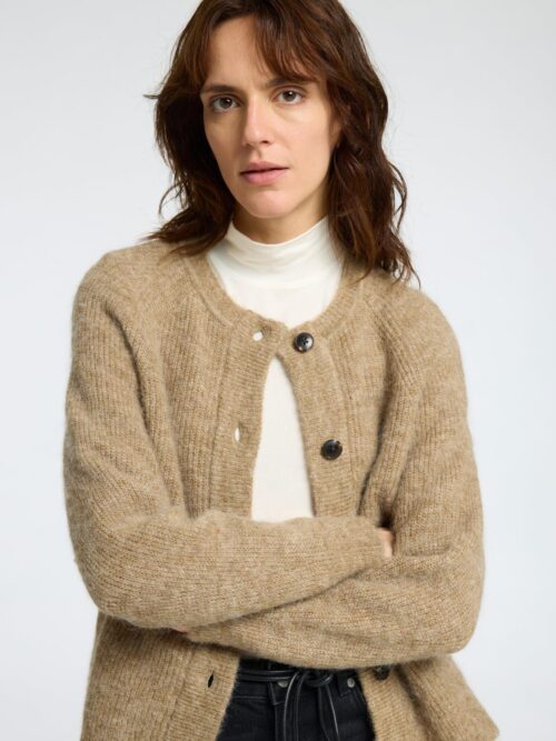 slfLulu LS Knit Short Cardigan Noos Sepia Tint