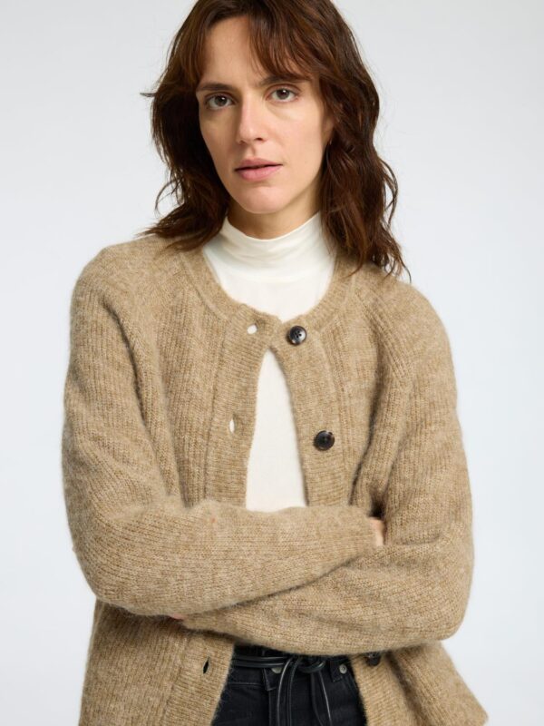 slfLulu LS Knit Short Cardigan Noos Sepia Tint