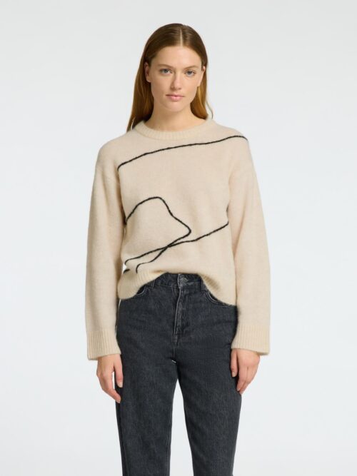 slfSia Ras LS Knit Artwork O-Neck