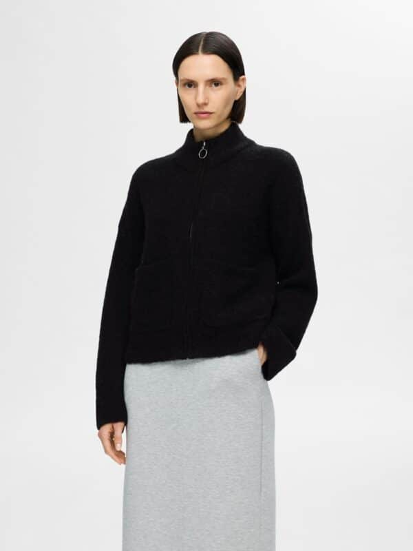 slfSia Ras LS Knit Zipper Cardigan Noos