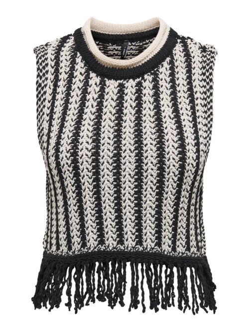 onlLaina Life SL Fringe O-Neck Top Knt
