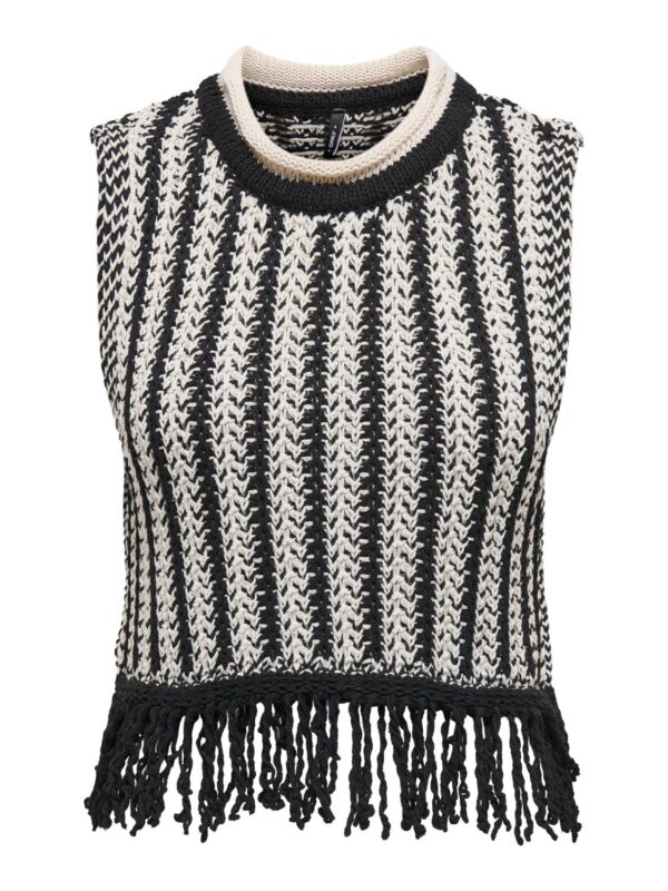 onlLaina Life SL Fringe O-Neck Top Knt
