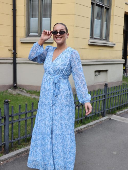 awAudora LS Long Wrap Dress Skyway