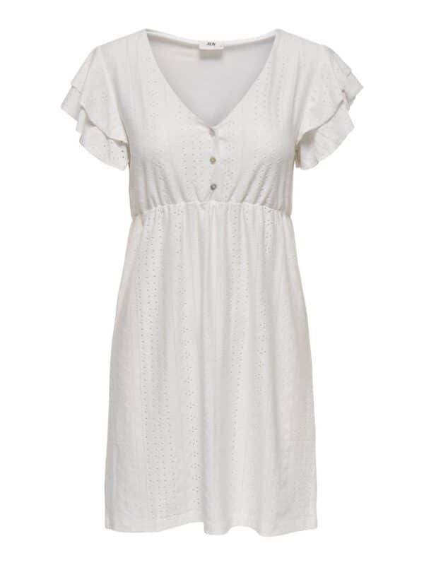 jdyCathinka S/S V-Neck Dress Jrs Cloud Dancer