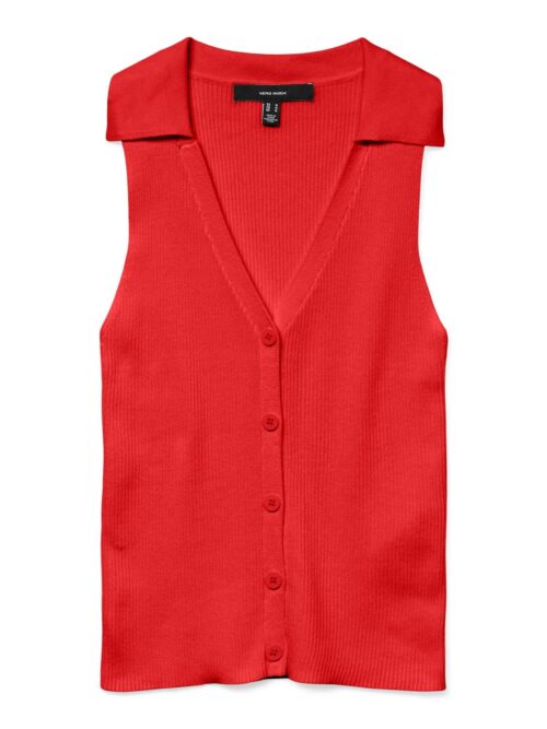 vmWillow SL V-Neck Polo Top Fiery Red