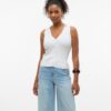 vmWillow SL V-Neck Polo Top Snow White