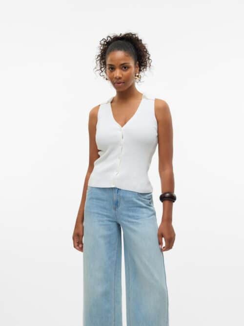 vmWillow SL V-Neck Polo Top Snow White
