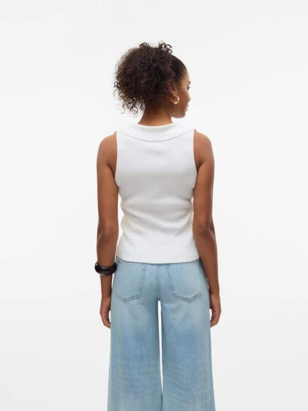 vmWillow SL V-Neck Polo Top Snow White - Bilde 3