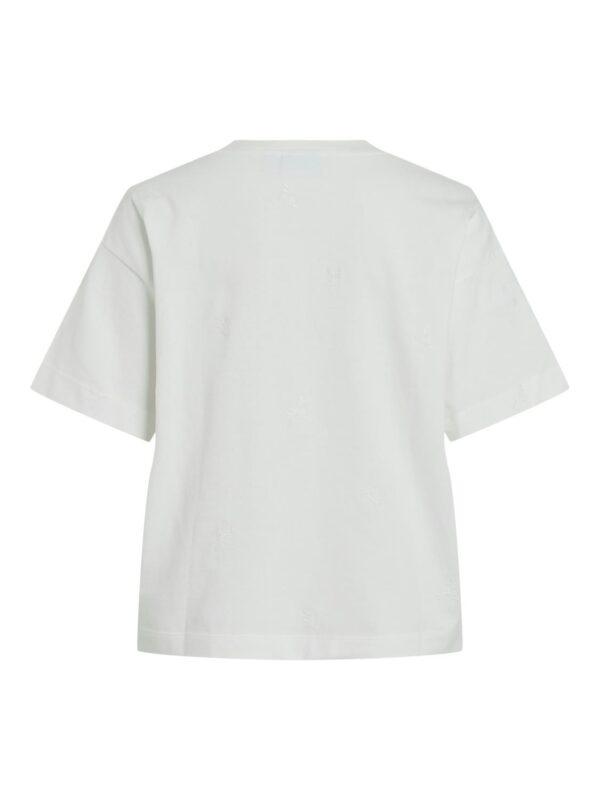 viMonie Flower Emb S/S O-Neck White Flowers - Bilde 2