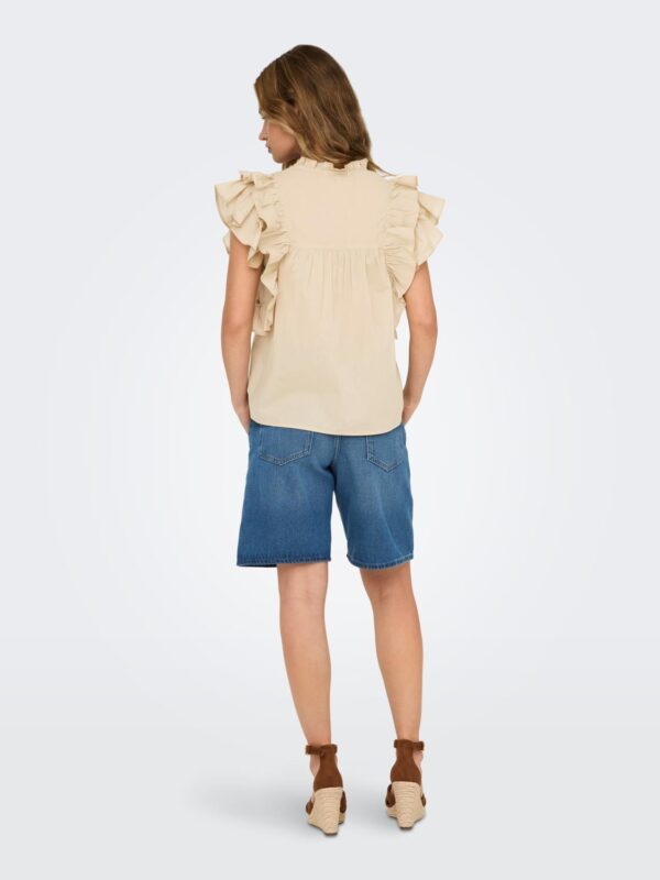 onlSunny Life Capsl Frill Top Noos Humus - Bilde 3
