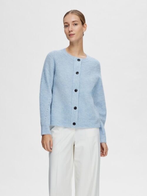 slfLulu LS Knit Short Cardigan Noos Cashmere Blue
