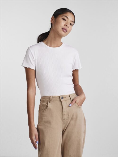 pcNicca SS-O-Neck Top Noos Bright White