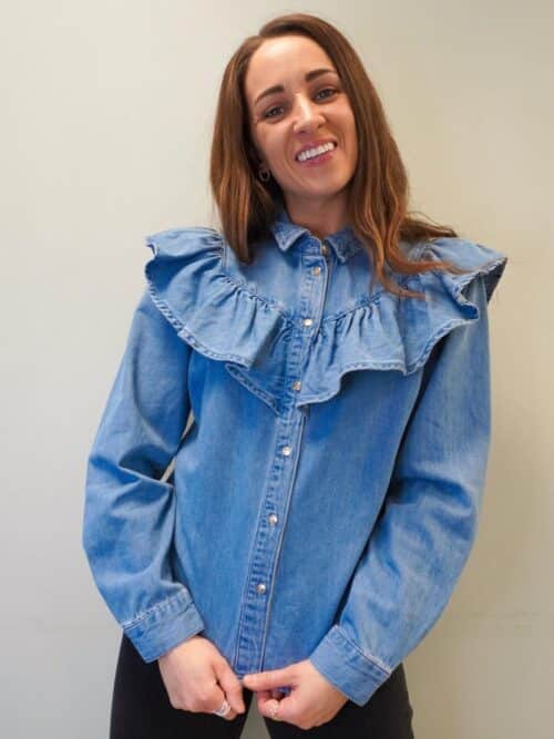 onlIndigo LS Frill Dnm Shirt Noos
