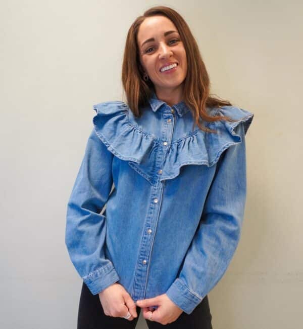 onlIndigo LS Frill Dnm Shirt Noos