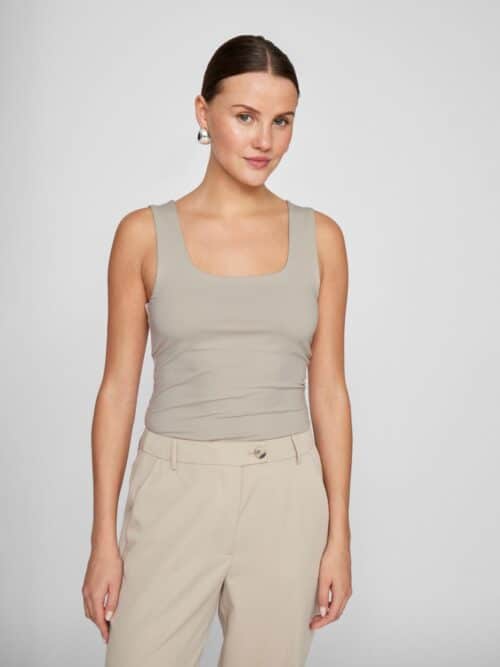 viKenza U-Neck S/L Tank Top Noos Silver Gray