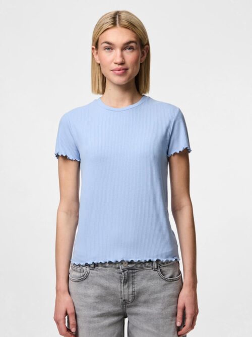 pcNicca SS-O-Neck Top Noos Cashmere Blue