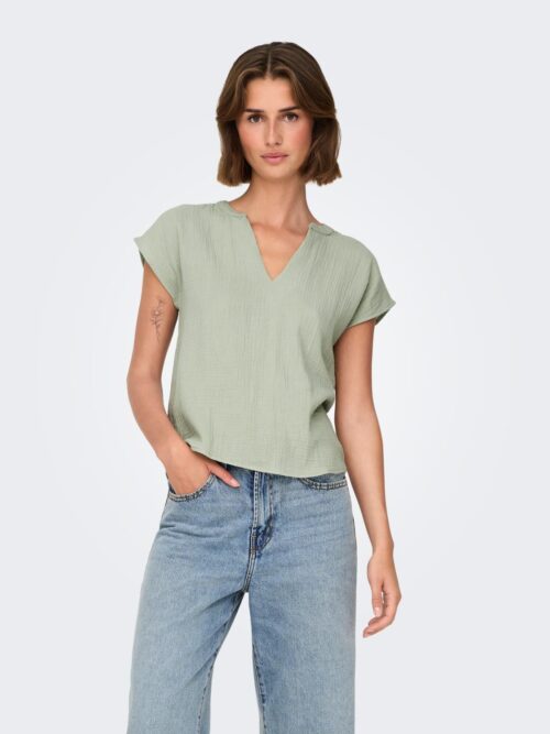 jdyTheis Life S/S Top Wvn Desert Sage