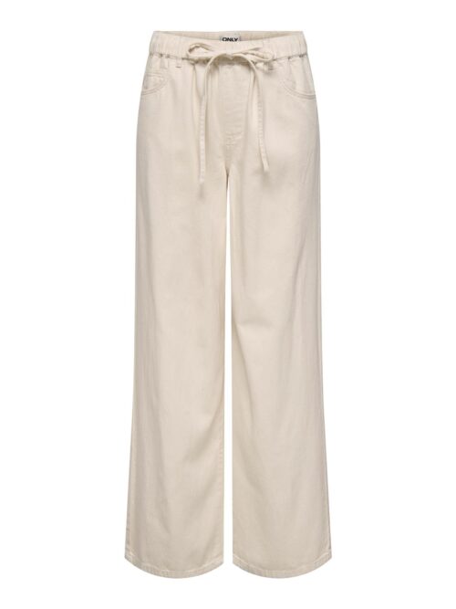 onlSilla MW Pull-Up Wide Pant Ecru