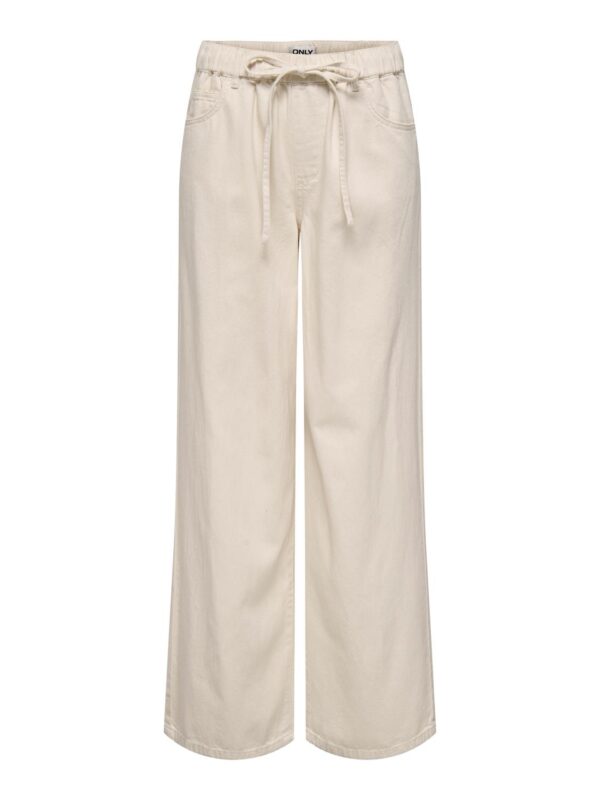 onlSilla MW Pull-Up Wide Pant Ecru