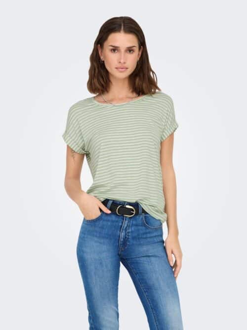 onlMoster Stripe S/S O-Neck Top Jrs Noos Laurel Green