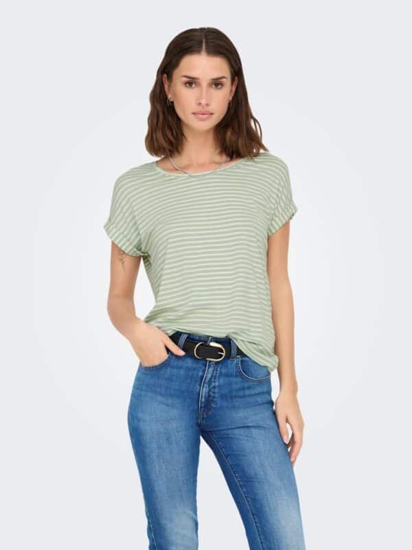 onlMoster Stripe S/S O-Neck Top Jrs Noos Laurel Green