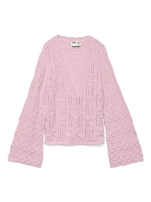 vmEmilia LS V-Neck Knit Cardigan Parfait Pink