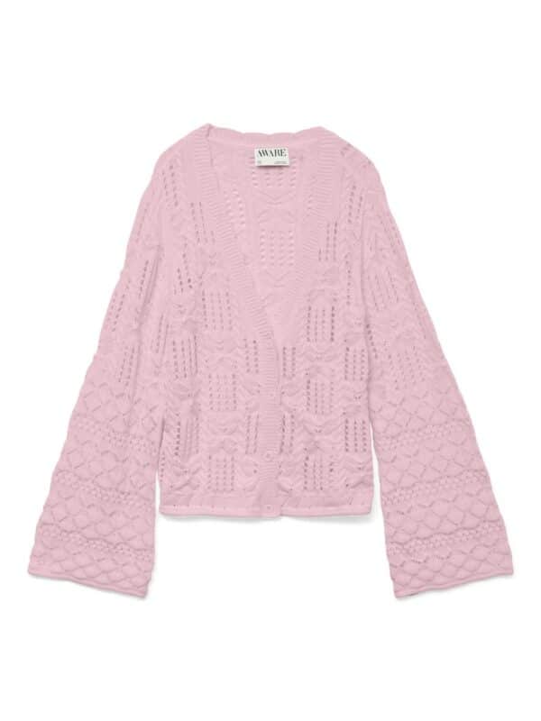 vmEmilia LS V-Neck Knit Cardigan Parfait Pink