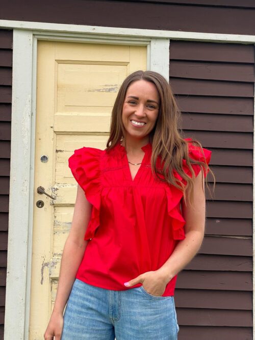 onlSunny Life Capsl Frill Top Noos High Risk Red