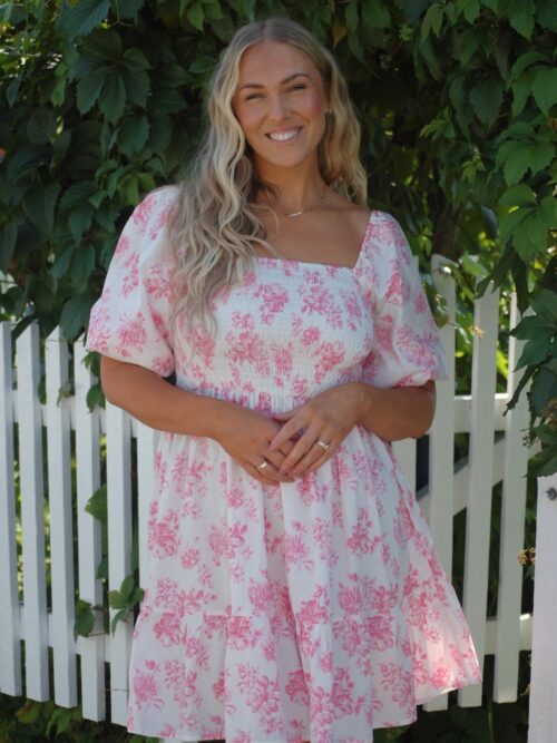 vmNomia 2/4 Square Neck Short Dress Morning Glory