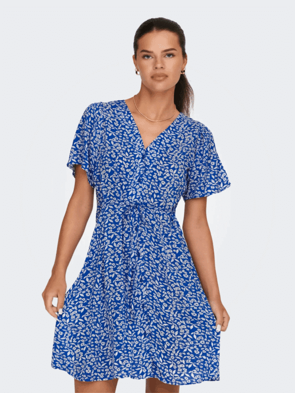 onlEvida S/S Short Dress Wvn Noos Nebulas Blue
