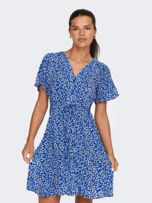 onlEvida S/S Short Dress Wvn Noos Nebulas Blue