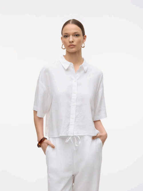 vmLinn 2/4 Short Shirt Wvn Noos Snow White