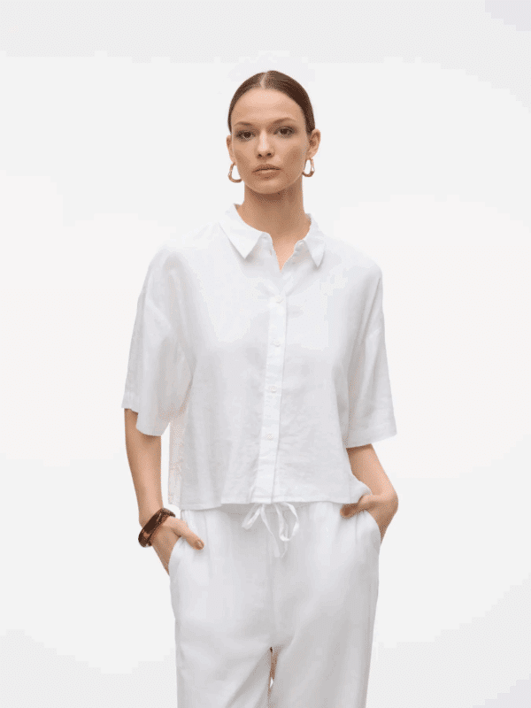vmLinn 2/4 Short Shirt Wvn Noos Snow White