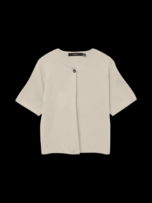 vmGold SS O-Neck One Button Cardigan Birch