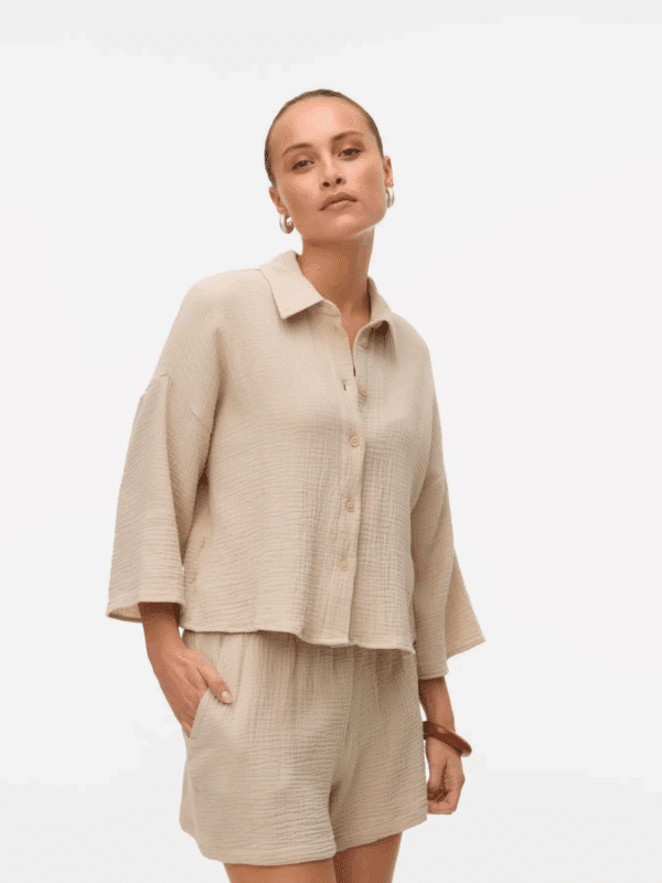 vmNatali Crop Shirt Wvn Noos Silver Lining