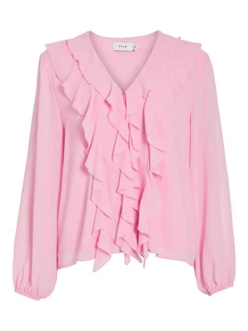 viAne L/S V-Neck Frill Top - Noos