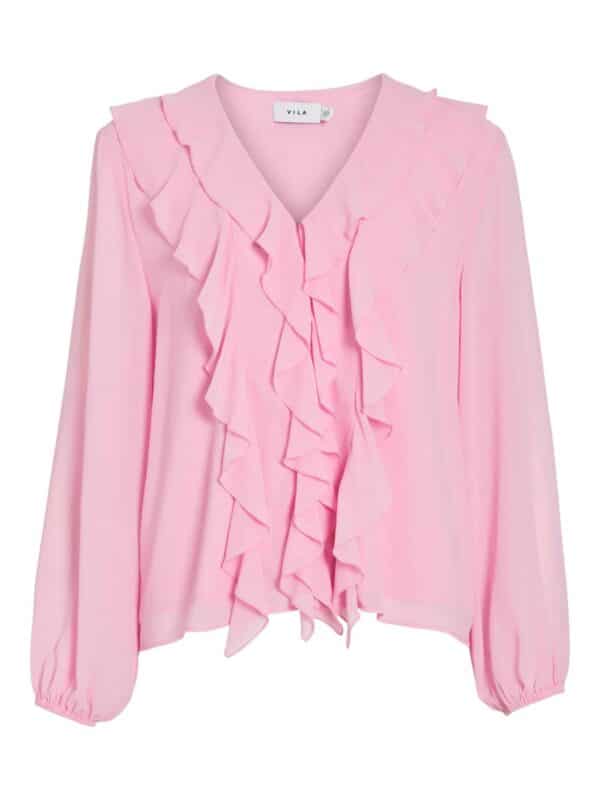 viAne L/S V-Neck Frill Top - Noos