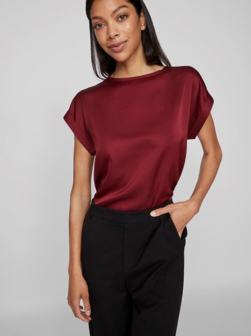 viEllette S/S Satin Top Noos Cabernet