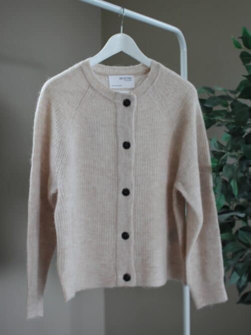 slfLulu Ls Knit Short Cardigan Noos Birch