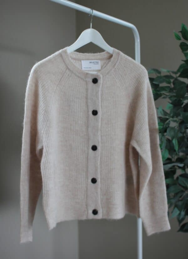 slfLulu Ls Knit Short Cardigan Noos Birch