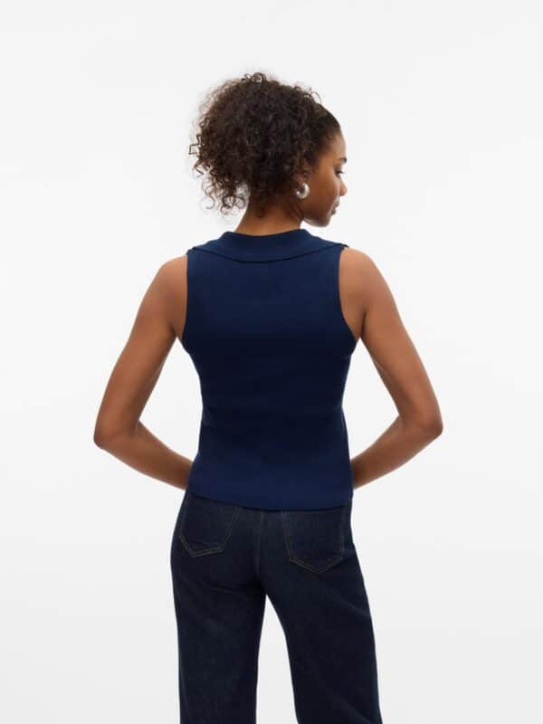 vmWillow SL V-Neck Polo Top Navy Blazer - Bilde 3