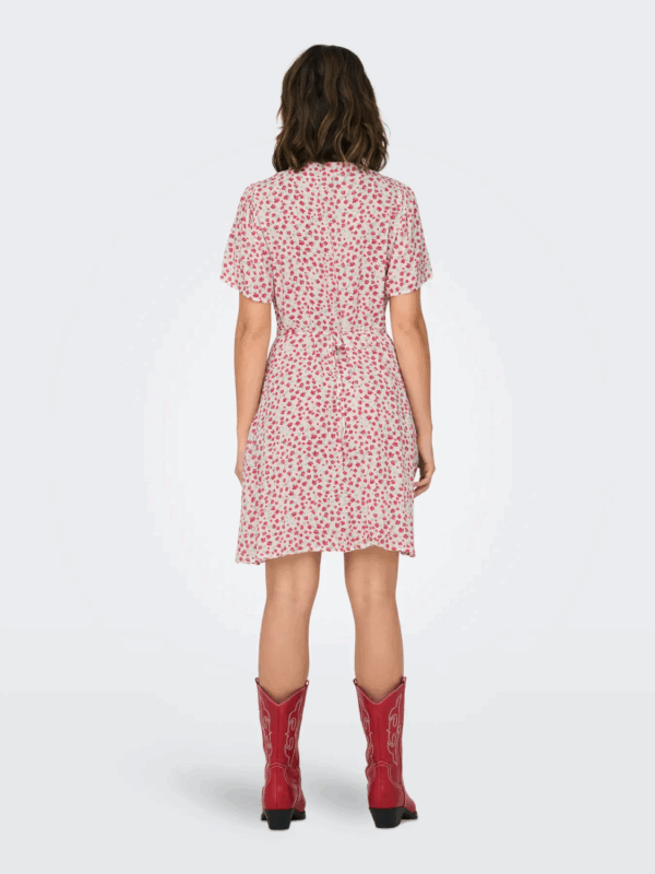 onlEvida S/S Short Dress Wvn Noos Red Lucy Flower - Bilde 3