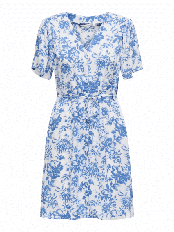 onlEvida S/S Short Dress Wvn Noos Willy Big Blue Flower - Bilde 2