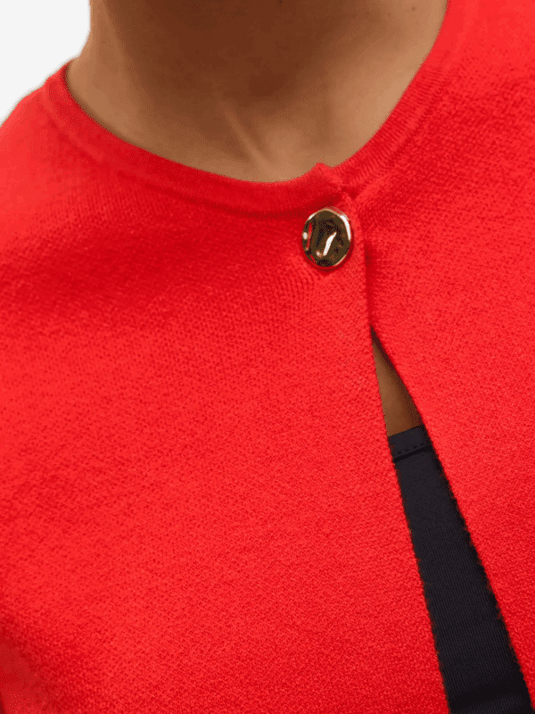 vmGold SS O-Neck One Button Cardigan Fiery Red - Bilde 3