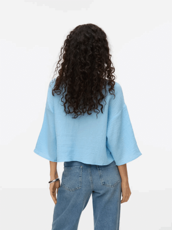 vmNatali Crop Shirt Wvn Noos Airy Blue - Bilde 2