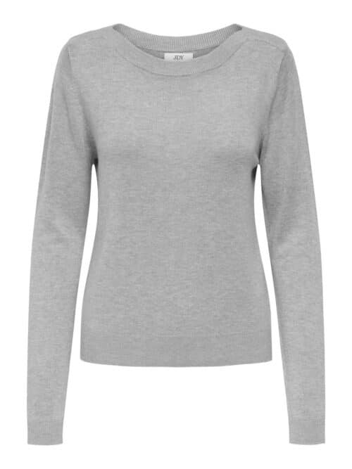 jdyBasica L/S Boat Neck Pullover Knit Light Grey Melange