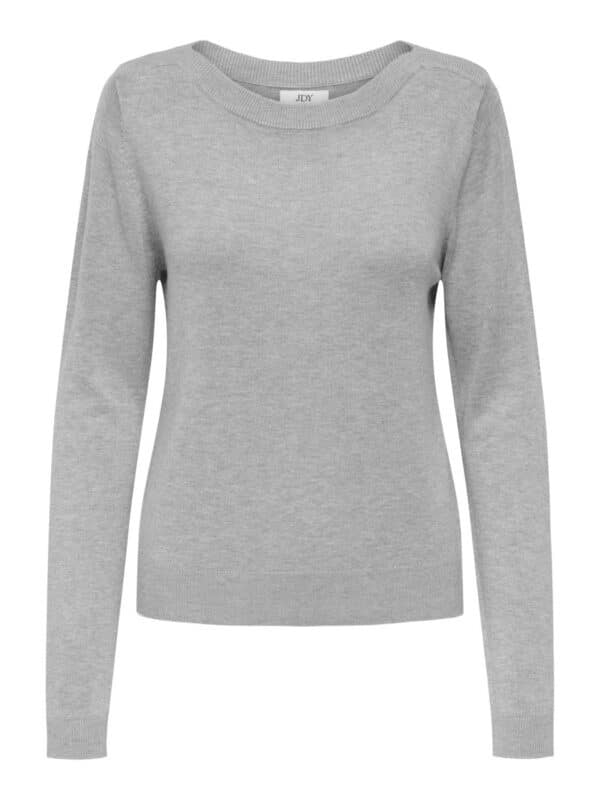 jdyBasica L/S Boat Neck Pullover Knit Light Grey Melange