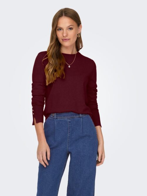 jdyMalou L/S On Button Pullover Knt Noos Cabernet